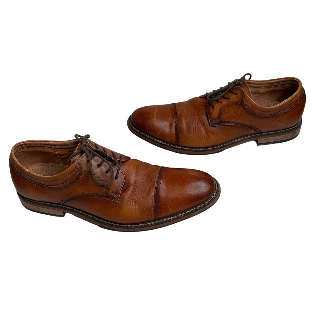 Stacy Adams Men's Tan Leather Cap‎ Toe Oxford Dress Shoes 25304-221 Brown 8.5M